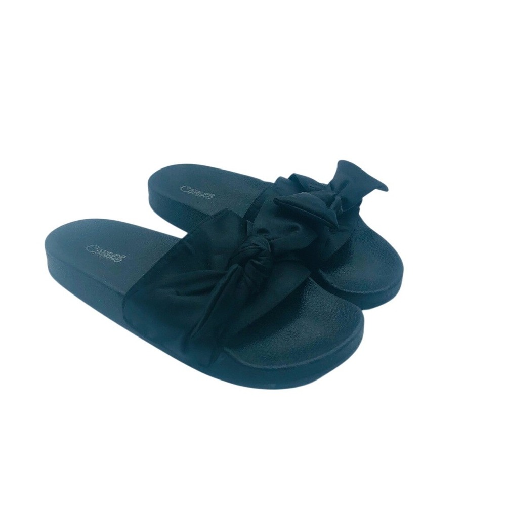 Carlos women's black slides with satin top size 8M